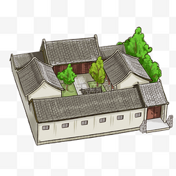 住宅图片_中式传统四合院胡同传统瓦房建筑