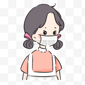 卡通头像毕业女生图片素材女生情侣口罩头像卡通绘画可爱