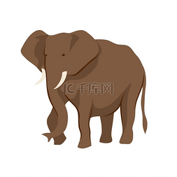草原自然图片_大象的程式化插图。