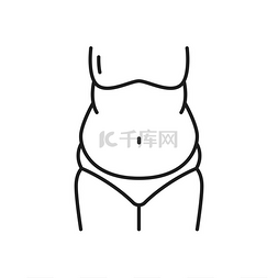 控制饮食图片_胖女人腰部轮廓图标体重控制细线