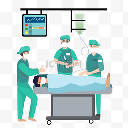 床矢量卡通图片_外科医生在手术室卡通