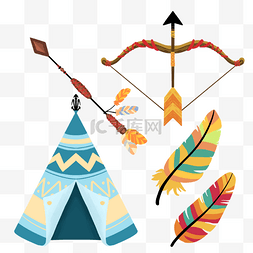 帐篷弓箭羽毛波西米亚印第安彩色