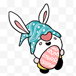 手持粉色彩蛋的复活节可爱卡通兔