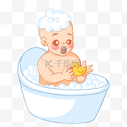 婴儿沐浴图片_洗澡沐浴洗护用品人物洗澡的婴儿