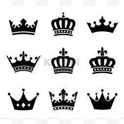 皇冠剪影符号的集合