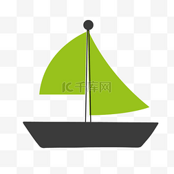 小船装饰图片_卡通创意绿色小船图形