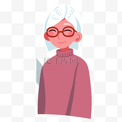 白色航发戴眼镜祖母画像