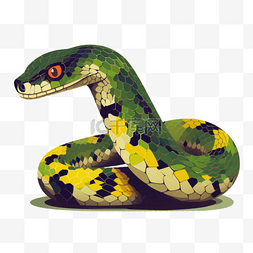 可爱蛇卡通图片_扁平插画手绘免抠元素蛇