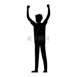 表现图片_男人举起双手，展示孤立在白色背