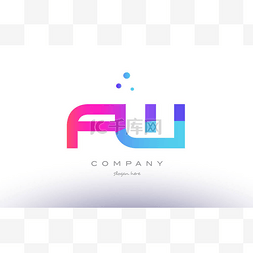 fw f w 创意粉色蓝色现代字母表字