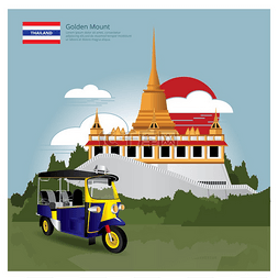 泰国地标和旅游景点矢量图