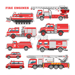 消防车矢量消防应急车或红色救火