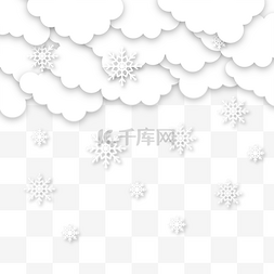 雪花图案背景图片_下雪天气剪纸云朵雪花