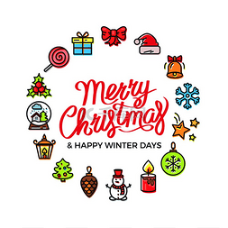 快乐冬日图片_圣诞快乐，冬日快乐，标题和图标
