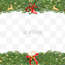 透明边框新年图片_圣诞节绿叶边框标签装饰