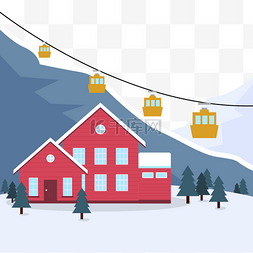 场景图设计图片_冬季缆车滑雪场景
