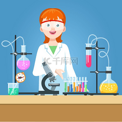 化学实验室的女科学家。