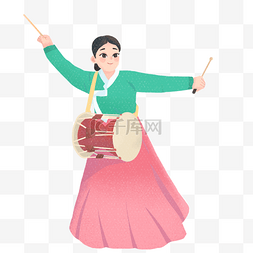 跳舞人物图片_少数民族朝鲜族跳舞美女