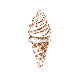 华夫格低温图片_冰淇淋冰淇淋独立手绘草图矢量华