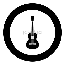 国家图标圆形图片_圆形矢量插图中的吉他黑色图标孤