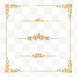 金色分割线古风图片_欧式花纹边角边框分割线