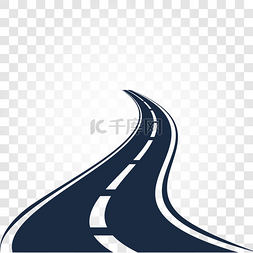 公路施工中图片_孤立的黑色公路或高速公路与划分