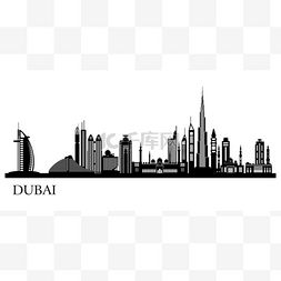迪拜图片_迪拜城市天际线详细的剪影