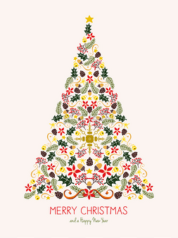 Christmas tree greeting card made with christ