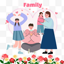 爱心素描图图片_韩国家庭月父母节粉色爱心花卉