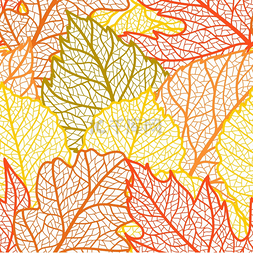 无缝花纹与秋天的落叶。