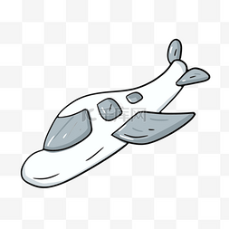 卡通飞机飞机线图片_灰色手绘卡通飞机