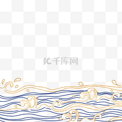 日式海浪海浪图片_海浪蓝色创意日式风格插画