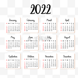 方形时间表格2022日历