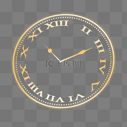 元素时间图片_简约时间时钟表盘罗马钟表金色
