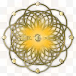 交叉圆圈图片_几何曼陀罗创意抽象光效黄色发光