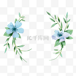 花卉手绘花草图片_蓝色手绘花卉标题框