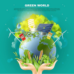 绿色世界生态概念作文海报绿色世