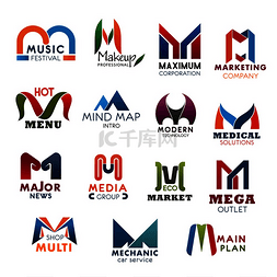 字母 M 图标现代设计公司、品牌名