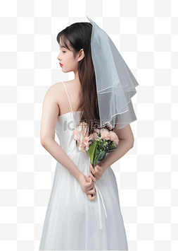 结婚图片_婚纱美女拿玫瑰花