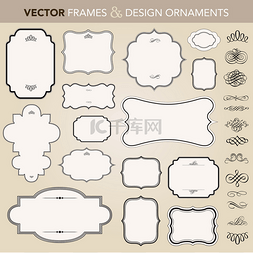 装饰和花边图片_设置矢量华丽的画框和装饰物