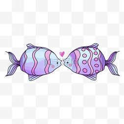 水彩鱼肉图片_卡通手绘唯美两条接吻鱼