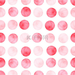 带点和圆圈的水彩画粉红色无缝图