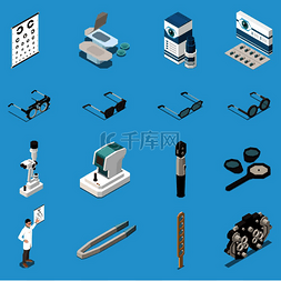 眼科医疗设备等距图标设置与眼镜