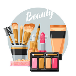 和女人图片_用于护肤和化妆的化妆品。