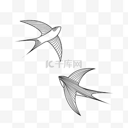 春季元素线稿图片_线性燕子动物燕子
