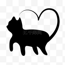 黑色剪影猫咪卡通猫咪爱心的样式