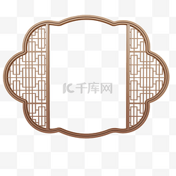 中国风刺绣海报图片_C4D立体中国古风雕花门窗边框