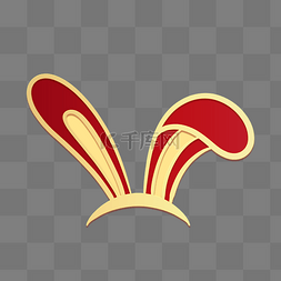 兔年新春金色剪纸风兔耳朵兔子