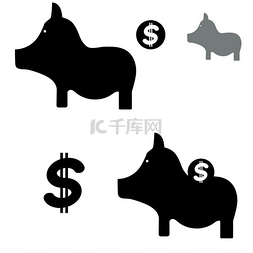 金钱图标图片_Pig and money for financial.. 猪和金钱理