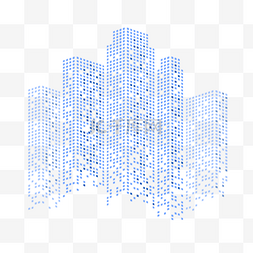 抽象城市图片_蓝色抽象色块组合未来派城市建筑